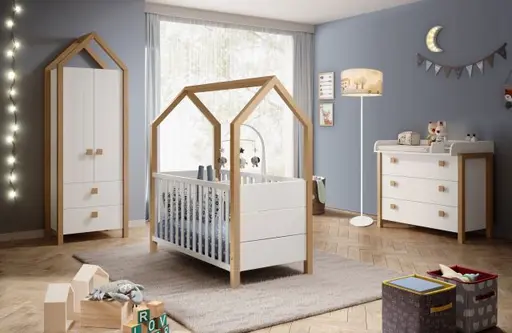 Kleiderschrank - B ca. 76 cm, Kiefer Weiß, Birke