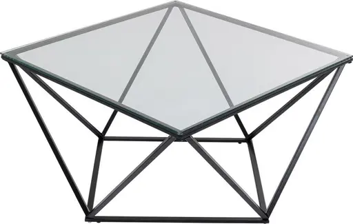 Couchtisch - BHT ca. 80x45x80 cm, Stahl, Schwarz, Glas, Klar