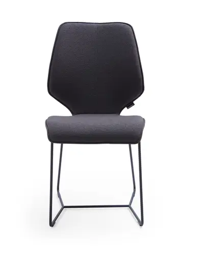 Stuhl Penthouse - Stoff, Dunkelblau, Leder, Lavendel, Kufen, Anthrazit