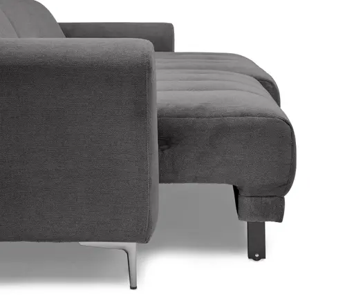 Ecksofa MINAO - 1,5-Sitzer mit Longchair rechts, Sitztiefe verstellbar motorisch, Kopfteil verstellbar, Stoff, Graphite