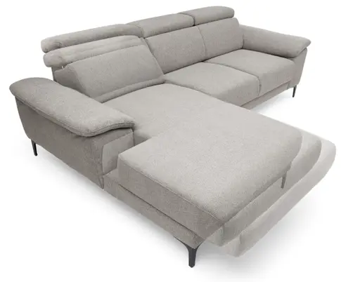 Ecksofa EZRA - Ecke links, 2-Sitzer inkl. Kopfteilverstellungen, Sitzvorzug, Relaxfunktion, Stoff, Koralle