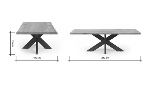 Esstisch Clifton - LB ca. 240x100 cm, Wildeiche massiv
