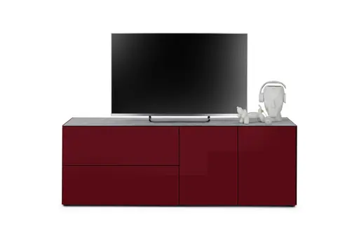 Lowboard - B ca. 181 cm, Bordeauxrot, Keramikoptik