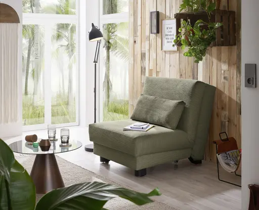  Faltsessel Easy Optik A - ohne Armlehnen inkl. Schlaffunktion, Cord, Dunkelgrün