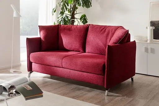 Sofa - 2-Sitzer, Relaxfunktion/Schlaffunktion, Stoff, Rot