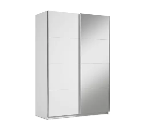 Schwebetürenschrank RUBITO- B ca. 136 cm, Weiß, Spiegel