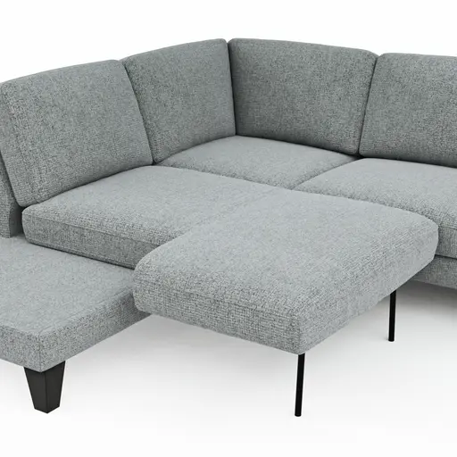 Ecksofa Oviedo - Ecke links mit 2,5-Sitzer inkl. Drehsitz, Stoff, Hellgrau