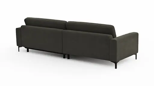 Ecksofa Oviedo - 1,5-Sitzer mit Longchair rechts, Stoff, Braungrün