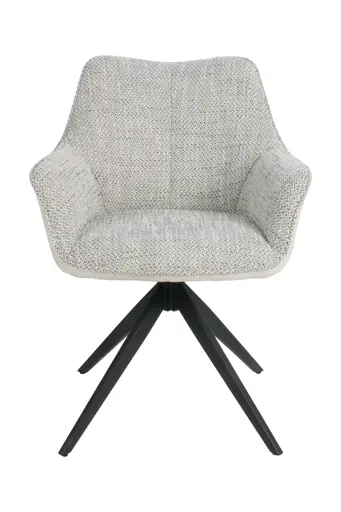 Armlehnstuhl - drehbar, Stoff, Grau, Vintage Creme
