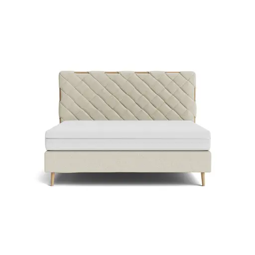 Boxspringbett Soria - Liegefläche ca. 180x200 cm, Stoff, Ecru