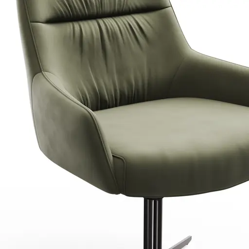 Armlehnstuhl Sagres - drehbar, Leder, olive
