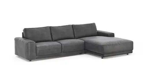 Ecksofa Balok - 2,5-Sitzer mit Longchair groß rechts, Stoff, Anthrazit