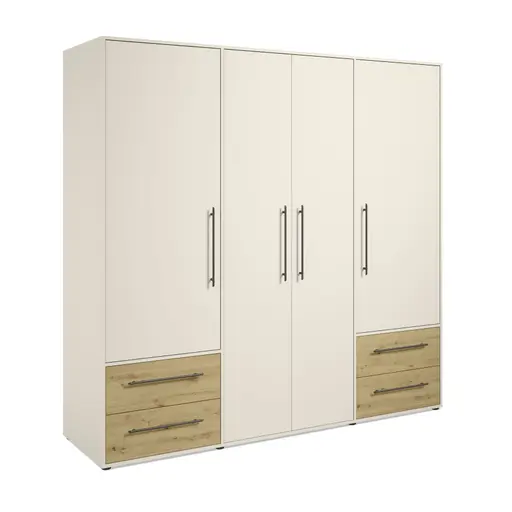  Drehtürenschrank FATHIE- B ca. 206 cm, Sand, Eiche Dekor