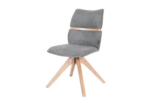 Stuhl MAROU - drehbar, Stoff, Graublau