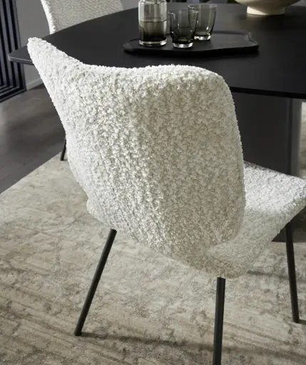 Stuhl Cupi - 4-Fuß, Stoff, Ecru