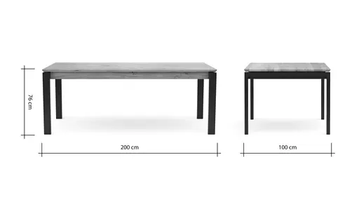 Esstisch Farmingdale - ausziehbar, mit Alubeschlag, LB ca. 200x100 cm, Eiche massiv, natur geölt