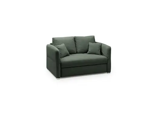 Sofa JORDEN - 1,5-Sitzer inkl. Schlaffunktion mit Bettkasten, verstellbare Armlehnen, Stoff, Dunkelgrün