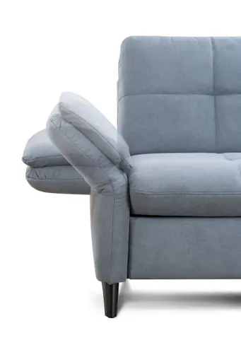 Sofa - 2,5-Sitzer mit Schlaffunktion, Armlehne verstellbar, Stoff, Graublau