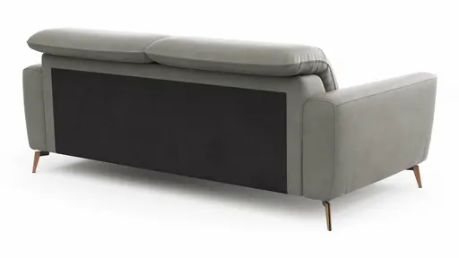 Sofa Tulsa KV - 3-Sitzer, inkl. Kopfteilverstellung, Leder, Graubeige