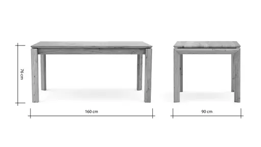 Esstisch Farmingdale - ausziehbar, Platte mit schräger Kante, LB ca. 160x90 cm, Eiche massiv, natur geölt