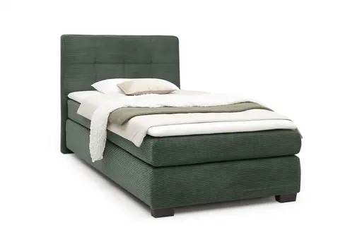 Boxspringbett JILA- Ligefläche ca. 120x200 cm, Stoff, Dunkelgrün