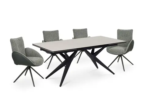 Esstisch MICHELA - ausziehbar, LB ca. 180x95 cm, Glaskeramik, Travertin farbig