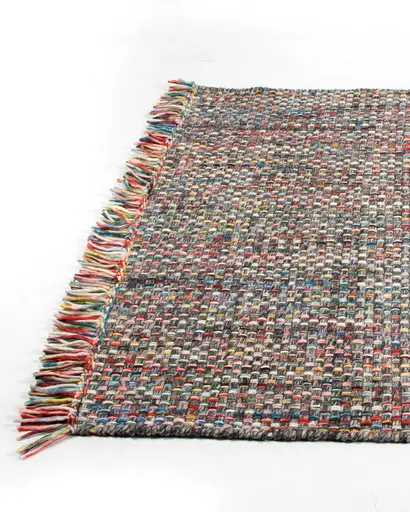 Handwebteppich - BL ca. 160x230 cm, Dunkelgrau Multi