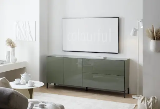 Lowboard - B ca. 181 cm, Olivgrün, Keramikoptik