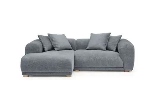 Ecksofa - Longchair links mit 2-Sitzer, Stoff, Eisblau