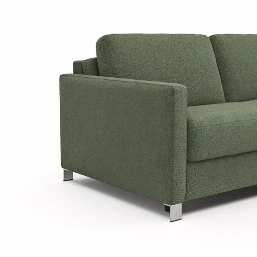 Sofa Nuoro - 2,5-Sitzer inkl. Schlaffunktion, Armlehne schmal, Stoff, Olivgrün