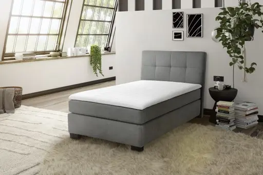Boxspringbett JILA- Ligefläche ca. 120x200 cm, Stoff, Dunkelgrau