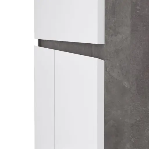 Kommode - B ca. 81 cm, Betonoptik, Weiß Hochglanz