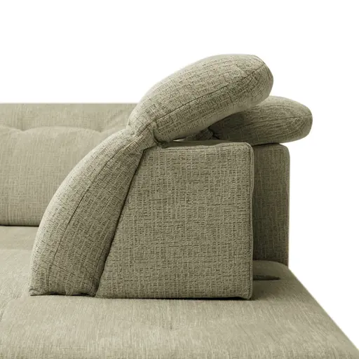 Ecksofa -2-Sitzer mit Ecke rechts, Kopfteil verstellbar, Sitztiefe verstellbar motorisch, Stoff, Sand