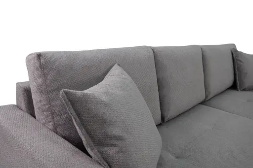 Ecksofa - 3-Sitzer mit Longchair rechts, Stoff, Grau
