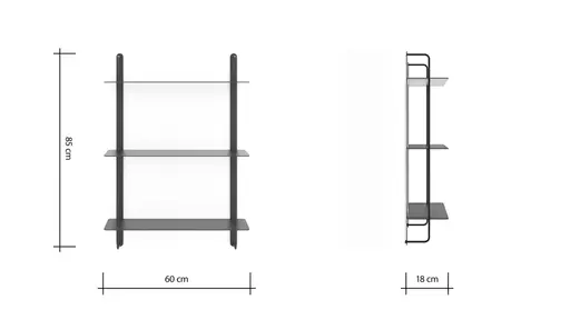 Wandregal Dagny - BHT ca. 60x85x18 cm, Metall, Schwarz