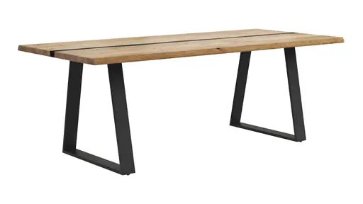 Esstisch Kima - LB ca. 220x100 cm, Wildeiche massiv mit Epoxid-Harz
