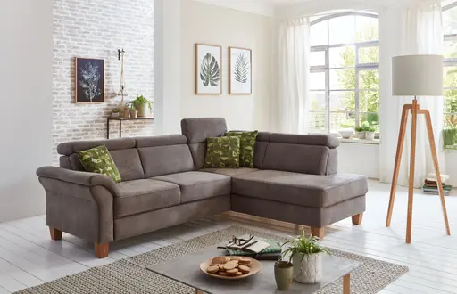 Sofa - 2,5 Sitzer mit Ottmane rechts, Stoff, Grau