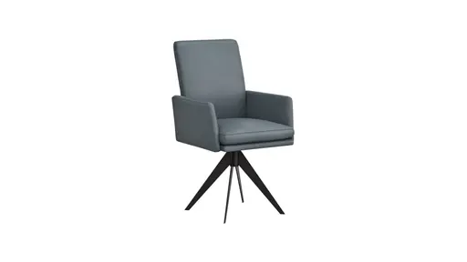 Armlehnstuhl Valloni, Leder, Hellblau