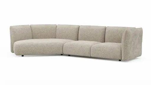 Trapezsofa Motone - Ecke links mit 2-Sitzer, Stoff, Beige