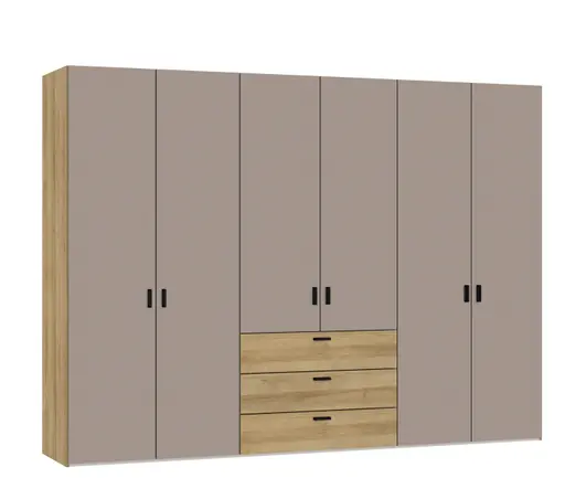 Drehtürenschrank JOIN IT- B ca. 303 cm, Eiche Dekor, Nougat