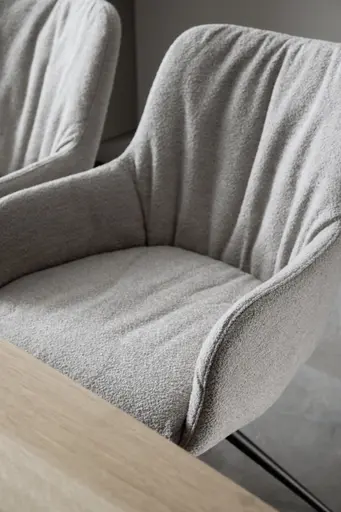 Armlehnstuhl Mis Legere - Boucle, Grau, Stativ, Anthrazit