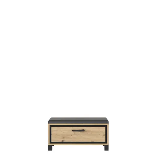 Couchtisch FARIDA - LB ca. 80x60 cm, Eiche Dekor, Schwarz