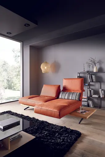 Sofa - 2,5-Sitzer, Rückenlehne/Armlehne verstellbar (manuell), Leder, Rost