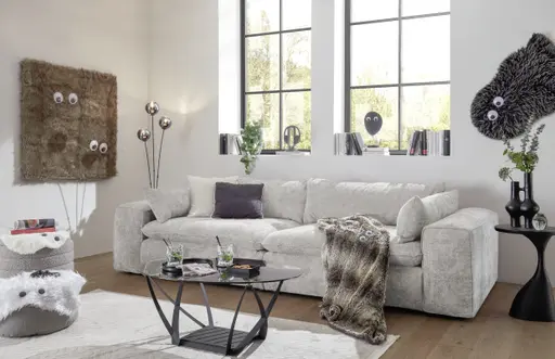 Sofa - 3-Sitzer, Stoff, Perlmutt