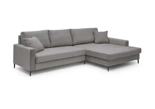 Ecksofa - 3-Sitzer mit Longchair rechts, Stoff, Grau