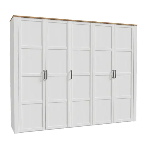 Drehtürenschrank FELLIAN- B ca. 264 cm, Weiß, Eiche Dekor