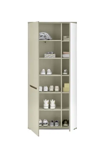 Garderobenschrank - B ca. 90 cm, Kaschmir, Nussbaum Nachbildung, Spiegel