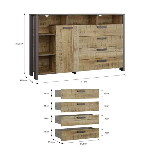 Sideboard FEA- Mango, Grau