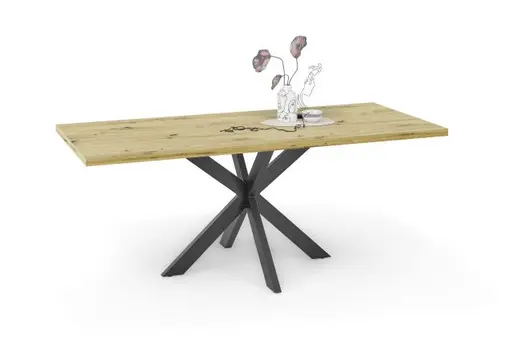 Esstisch - LB ca. 180x90 cm, Asteiche, Schwarz