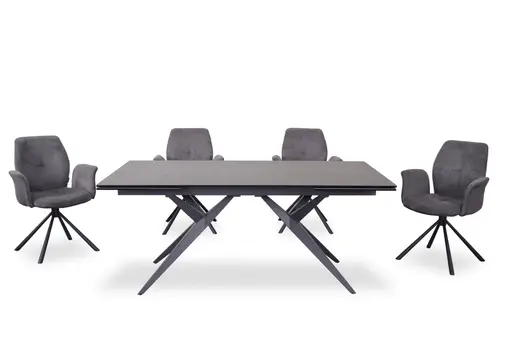 Armlehnstuhl MANOA - drehbar, Stoff, Dunkelgrau